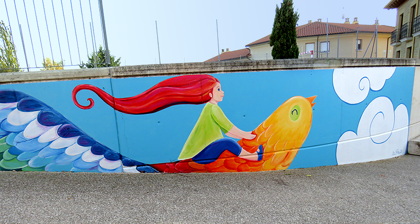 Mural sobre igualdad en Oteiza, Navarra